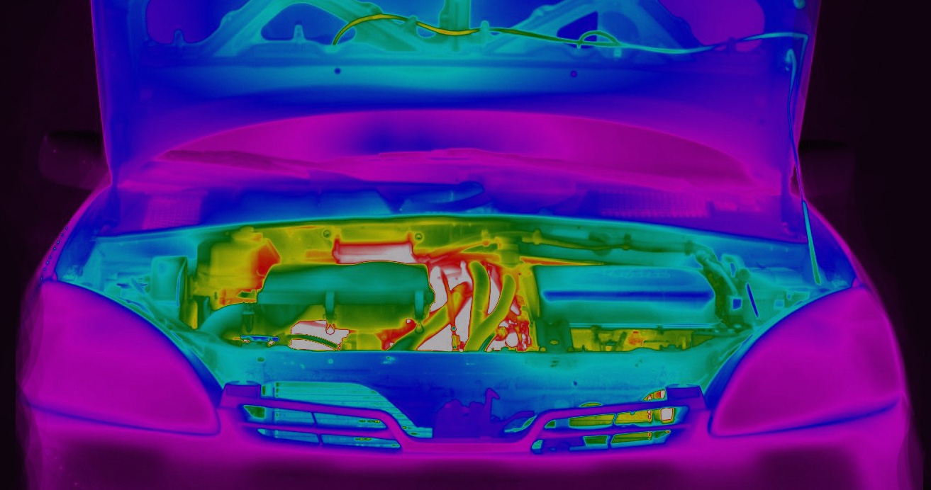 infrared image of a Prius car