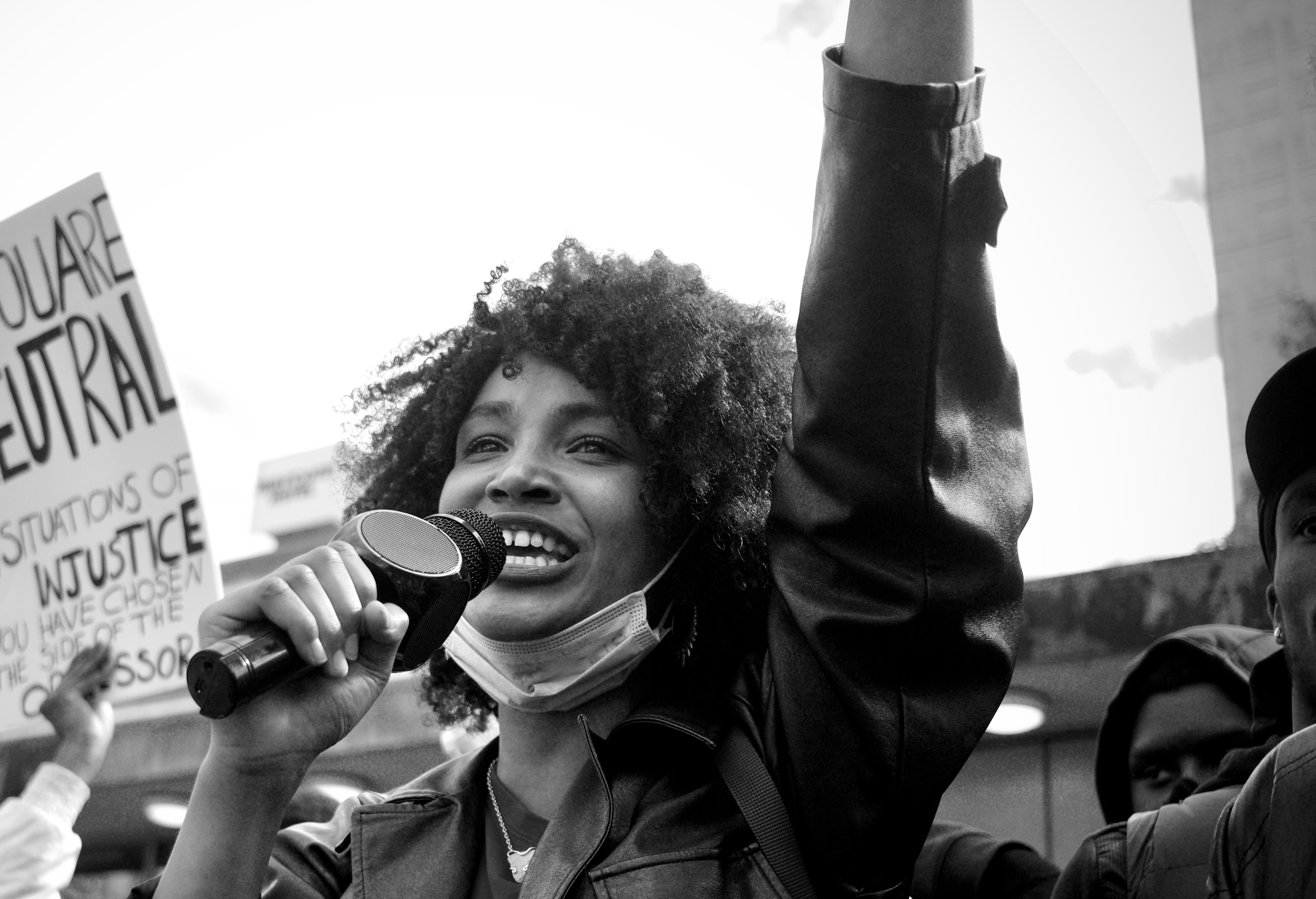 Speaker at a social justice rally event