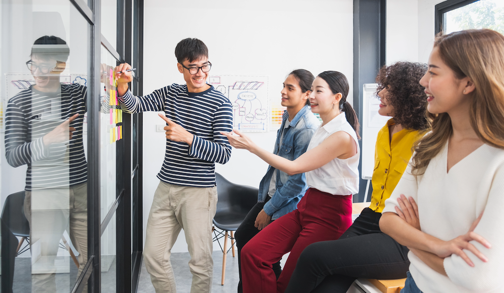 group of students planning a project