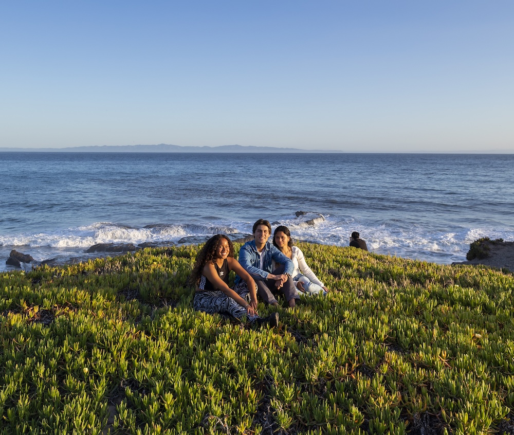 students at the beach
